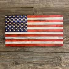 Handmade Wooden American Flag Red