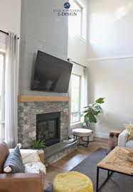 Living Room Stone Fireplace Shiplap
