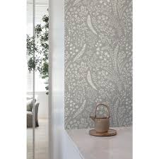 walls republic grey leaf trail print non woven paper paste the wall textured wallpaper 57 sq ft