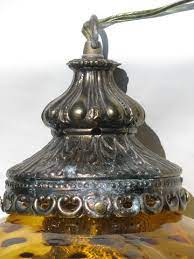 60s Vintage Swag Lamp Huge Amber Glass