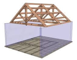 24 clear span king post truss roof with purlins
