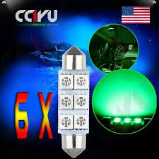 6x 42mm 6smd 5050 Cool Green Festoon Car Led Dome Light Bulb Interior Lights Ebay
