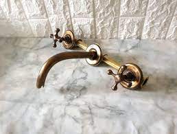 Brass Patina Wall Bathroom Faucet