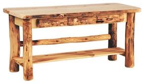 log sofa table with three drawers 60
