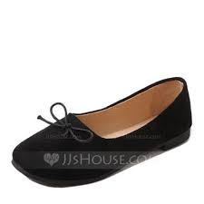 Womens Suede Flat Heel Flats Closed Toe With Bowknot Shoes 086164481