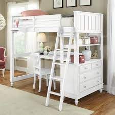 My favorite space saving cool loft beds with desk underneath! Ne Kids Lake House Twin Loft Bed With Desk And Chest Belfort Furniture Loft Beds