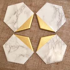Marble And Gold Dipped Hexagonal