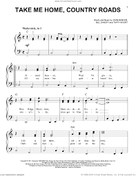 (take me home) country roads. Denver Take Me Home Country Roads Easy Sheet Music For Piano Solo
