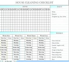 Weekly House Cleaning Schedule Template Leebee Co