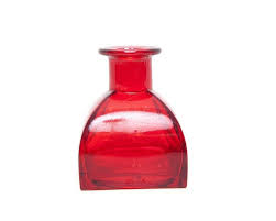 Vintage Ruby Red Glass Square Bottle