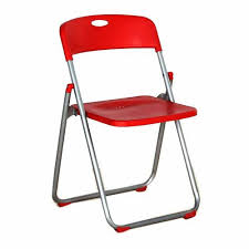 red plastic folding chair