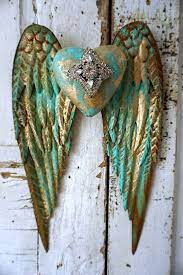 Aqua Blue Metal Angel Wings Handmade