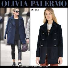 Olivia Palermo In Dark Blue Pea Coat
