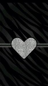 Silver Glitter Heart On Black Zebra