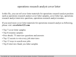 Operations Research Analyst Cover Letter