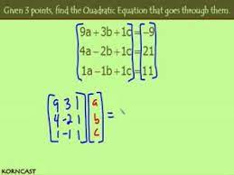 3 points to a quadratic equation