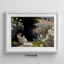 French Country Garden Vintage Painting