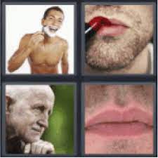 4 pics 1 word man shaving man putting