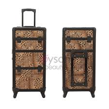 leopard print trolley beauty case with