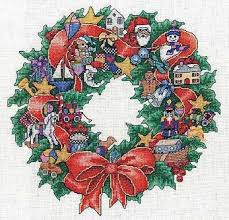 Santas Toy Wreath Cross Stitch Kit