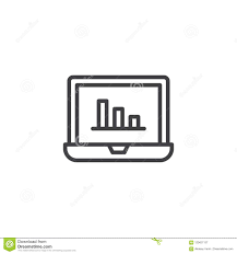 Bar Chart Laptop Outline Icon Stock Vector Illustration Of