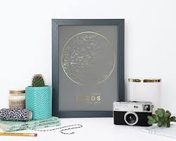Personalised Grey Copper Foil Star Chart Print