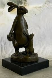 Bronze Baby Jack Rabbit Bunny Statue