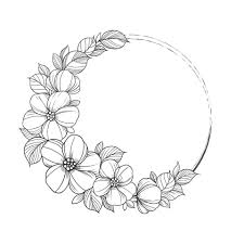 flower frame outline double round