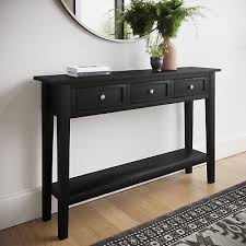 Large Narrow Black Wood Console Table