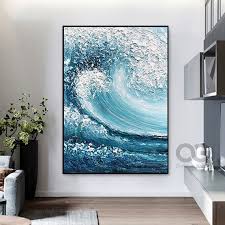 Texture Blue Wave Acrylic Painting