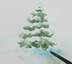 How To Watercolor A Snowy Tree A Step