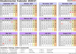Bagi kalian yang pingin tahu hari libur di kalender 2021, bisa lihat rincian hari 11 maret : Akademischer Kalender 2020 2021 Als Pdf Vorlagen