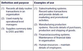 Some examples of processing systems for transactions include Management Information Systems