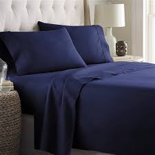 full navy blue cotton blend bed sheets