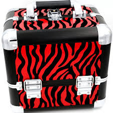 red zebra cosmetic train case organizer