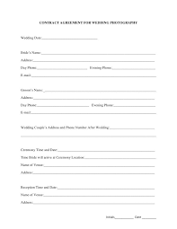 Printable Sample Wedding Photography Contract Template Form