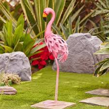 Pink Flamingo Outdoor Metal Garden