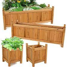 wooden garden planters flower plant pot
