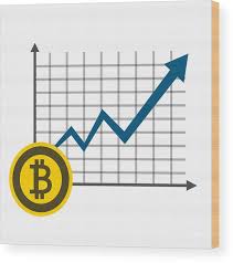 Business Bitcoin Concept Growth Chart On Graph Background Vector Illustrator Wood Print