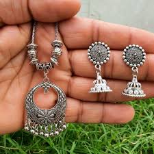 silver indian necklace set