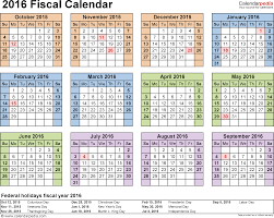 Fiscal Calendars 2016 Free Printable Excel Templates