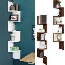 5 tier bookcase corner shelf wood