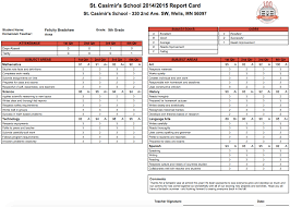 St Casimirs School Report Card Template School Management