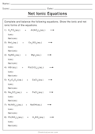 net ionic equation worksheets