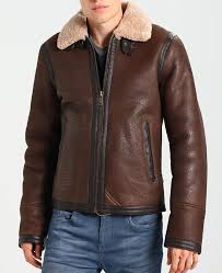Mens Aviator Brown Leather Jacket With