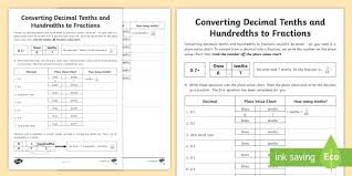 Converting Decimal Tenths And Hundredths To Fractions