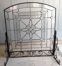 Vintage Stained Glass Fireplace Screen
