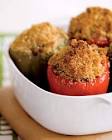 beef  mashed potato stuffed bell peppers w garlicky bread crumbs