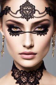 and delicate lace skull face makeup