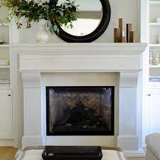 french country concrete fireplace